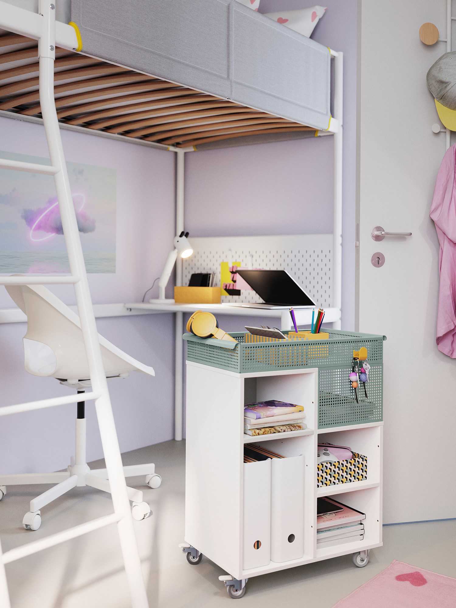 VITVAL loft bed frame white/light grey - IKEA