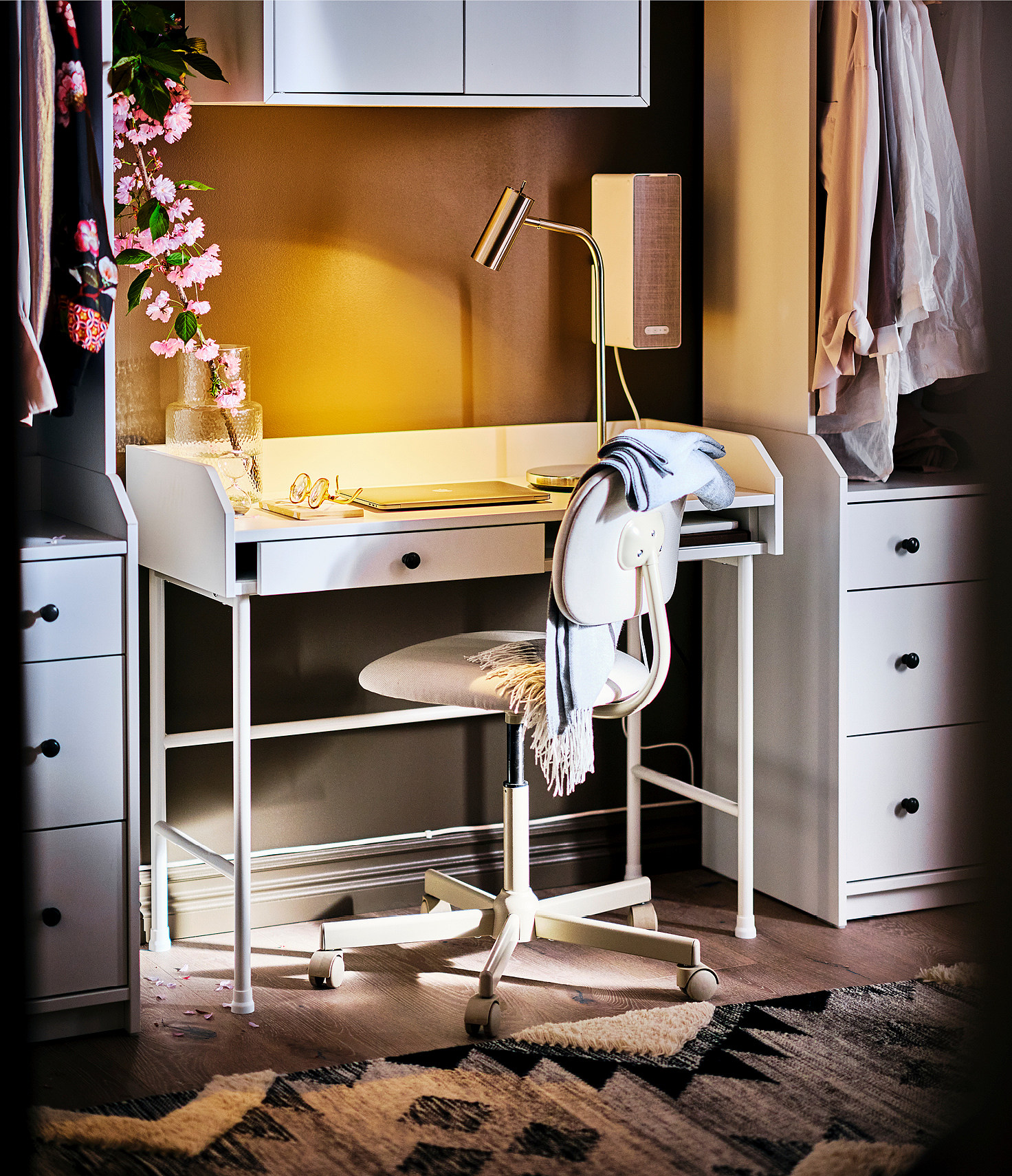 HEMNES desk white stain/light brown - IKEA