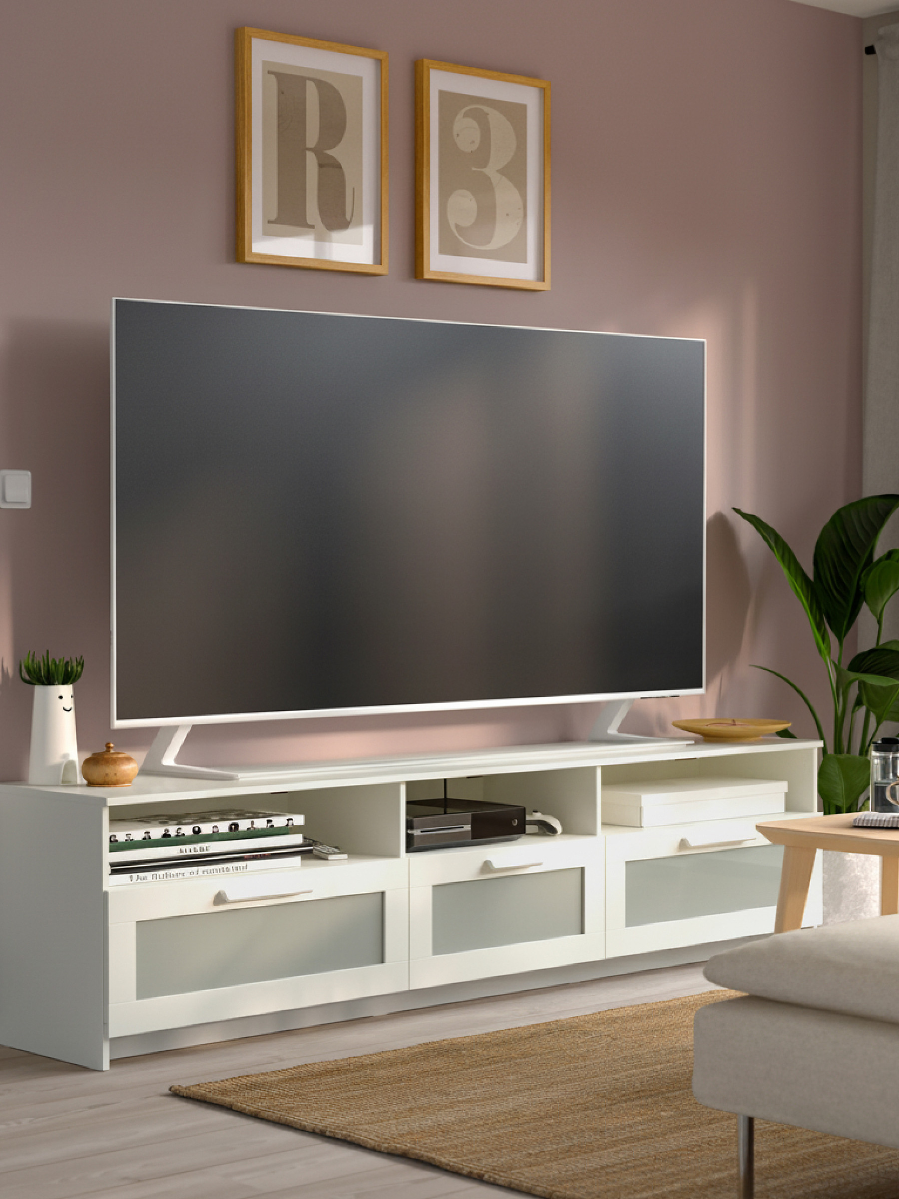 BESTÅ BURS TV bench high-gloss white - IKEA