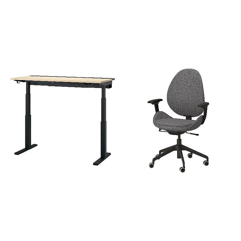 MITTZON desk sit/stand electric birch veneer/black - IKEA
