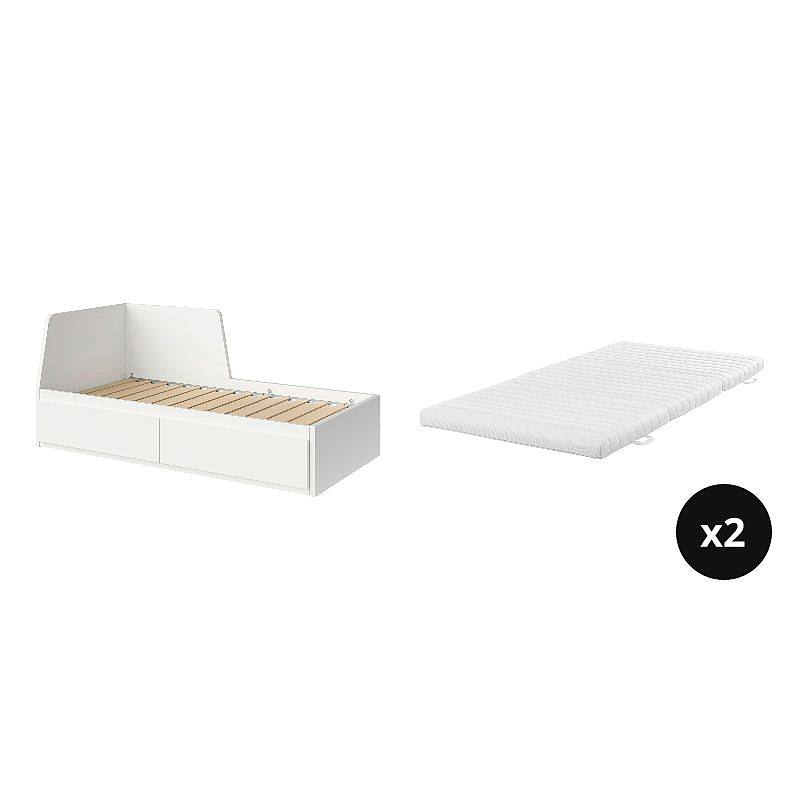 FLEKKE day-bed frame with 2 drawers white - IKEA