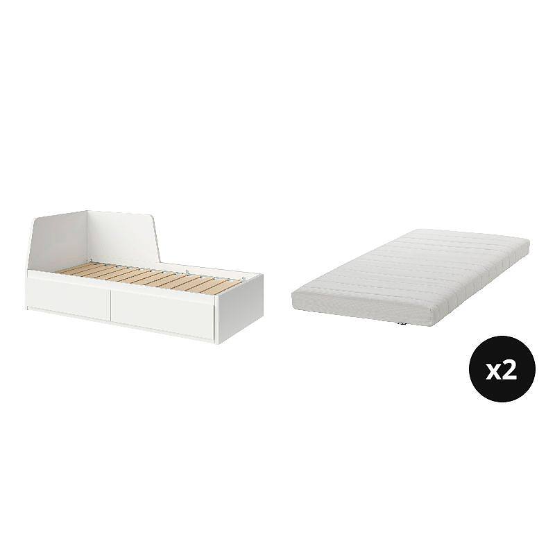 FLEKKE day-bed frame with 2 drawers white - IKEA