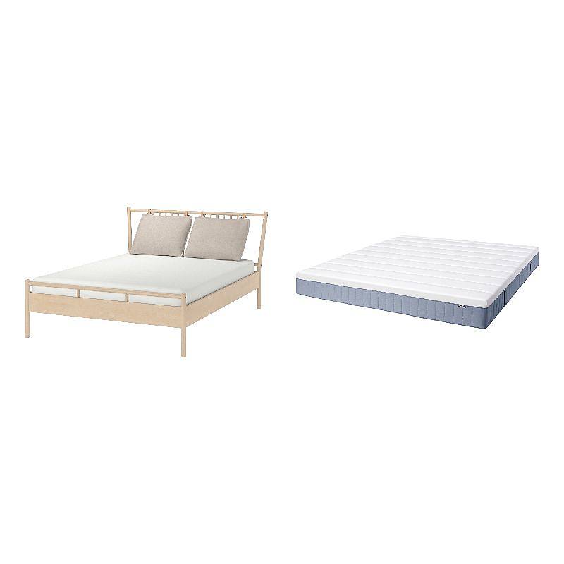 BJÖRKSNÄS bed frame birch/Luröy - IKEA