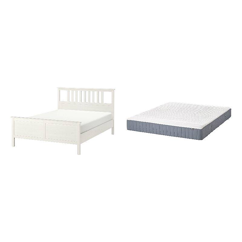 HEMNES bed frame white stain/Lönset - IKEA