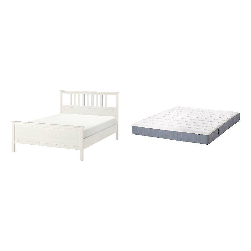 HEMNES bed frame white stain/Lönset - IKEA