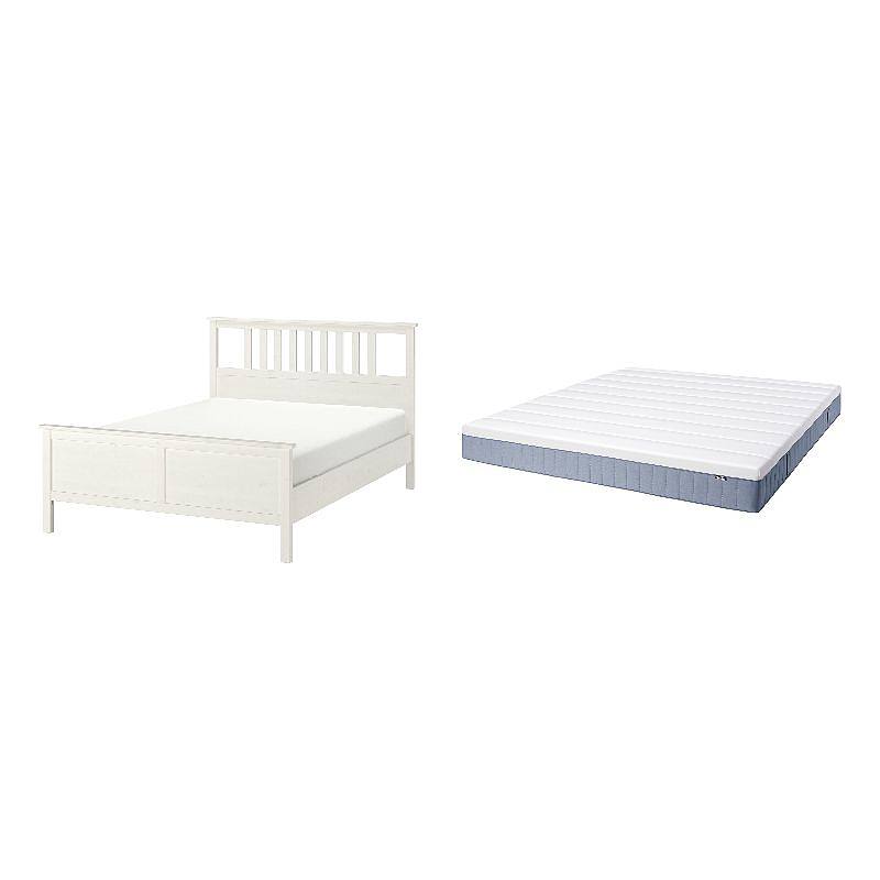HEMNES bed frame white stain/Lönset - IKEA