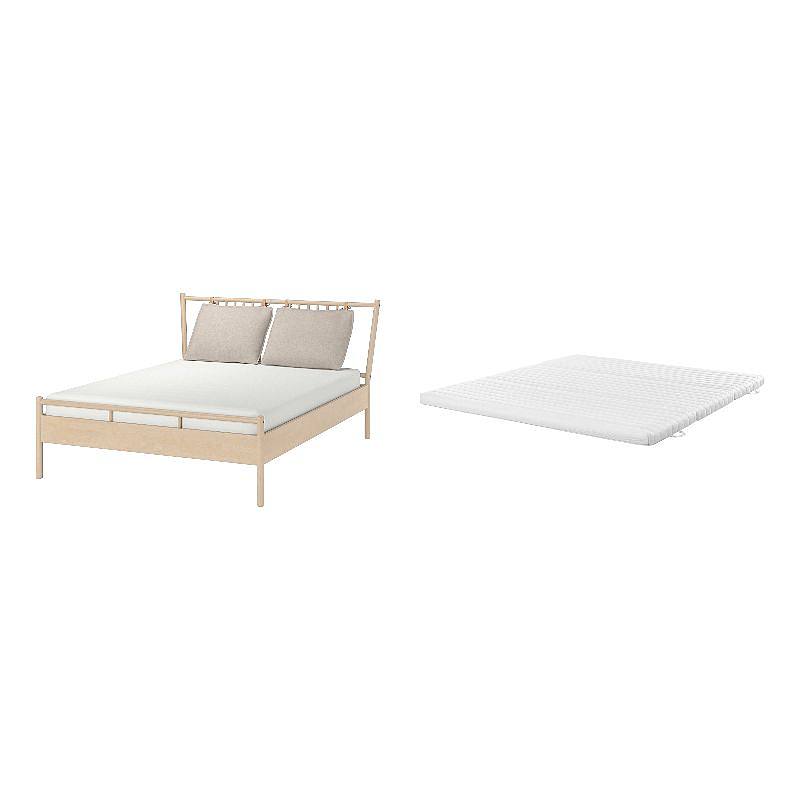 BJÖRKSNÄS bed frame birch/Luröy - IKEA