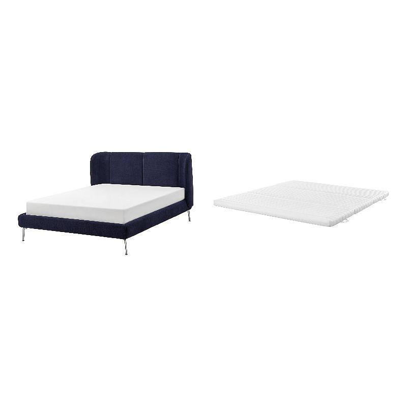 TUFJORD upholstered bed frame Tallmyra black-blue/Lönset - IKEA