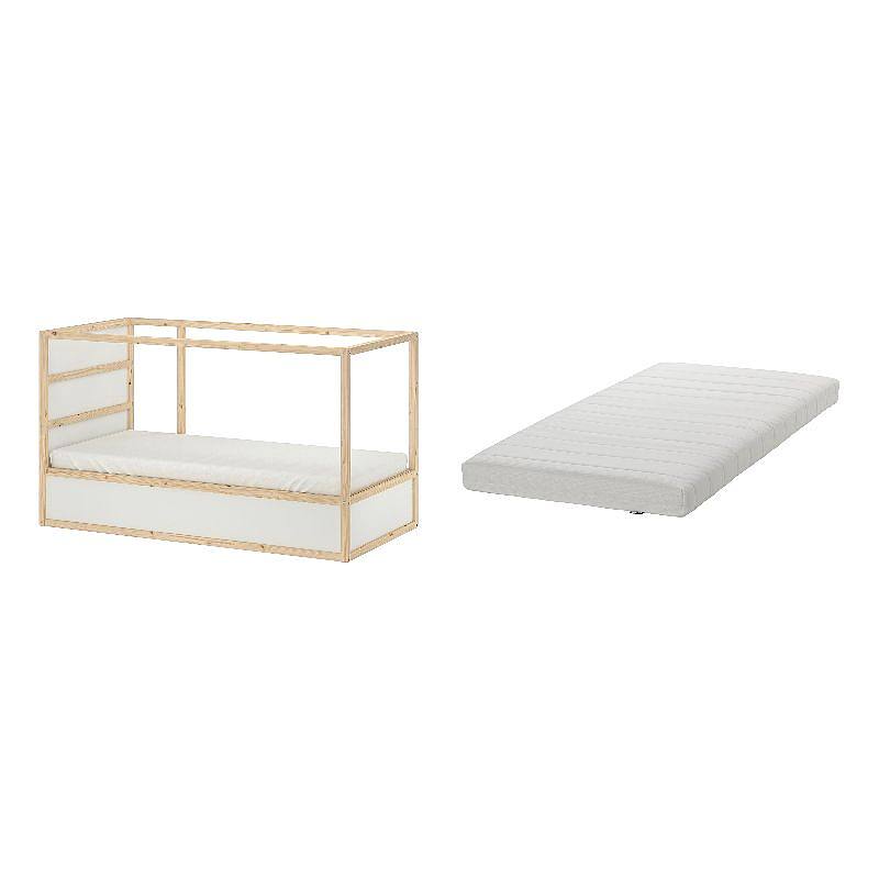 KURA reversible bed white/pine - IKEA