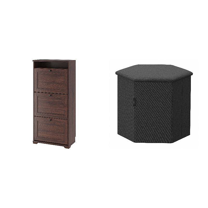 BRUSALI shoe cabinet with 3 compartments brown - IKEA
