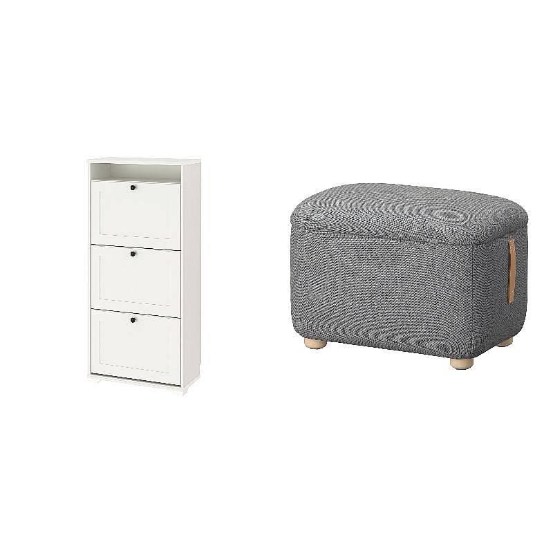 BRUSALI shoe cabinet with 3 compartments white - IKEA