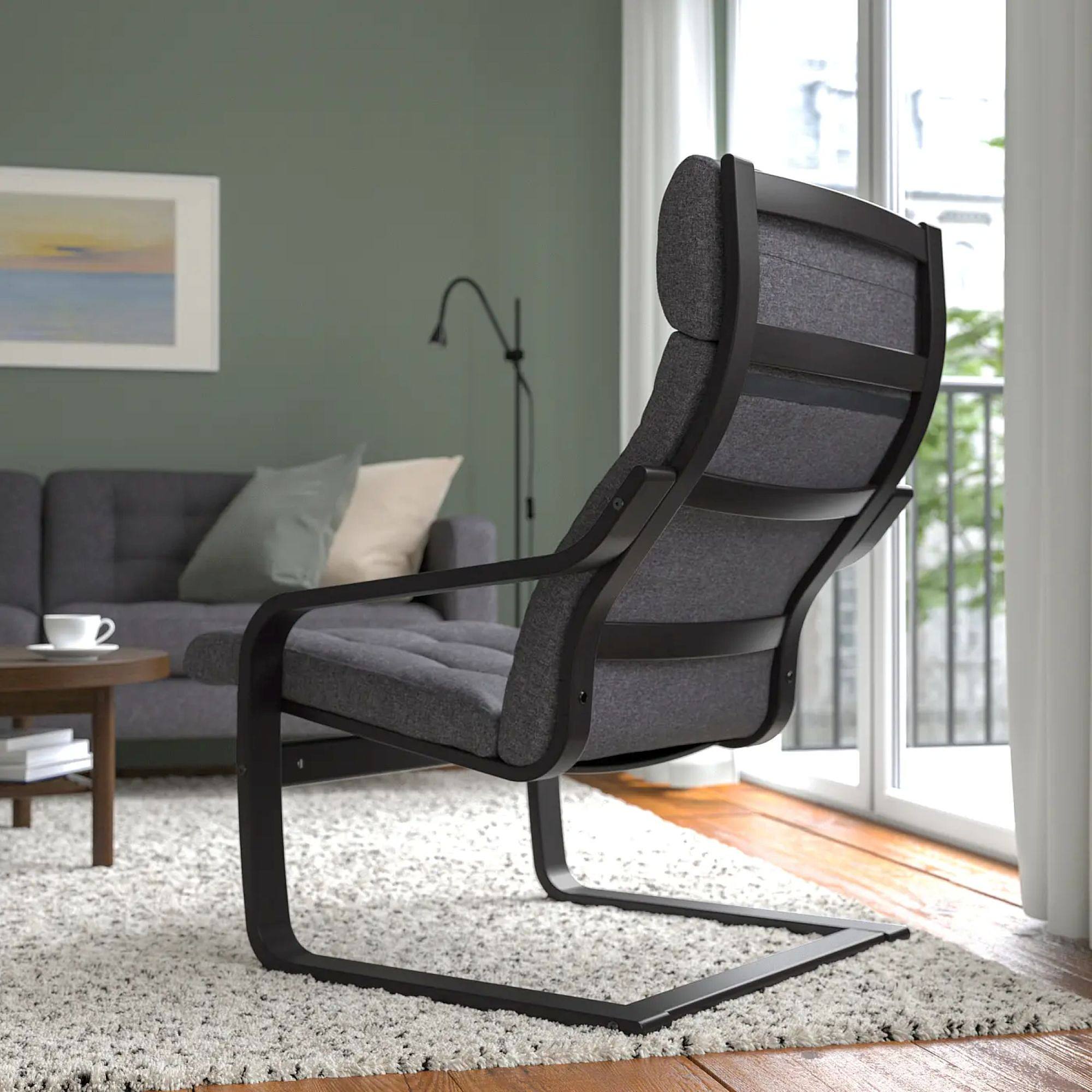 IKEA POANGチェア ダークグレー POÄNG armchair black-brown/Gunnared dark grey - IKEA