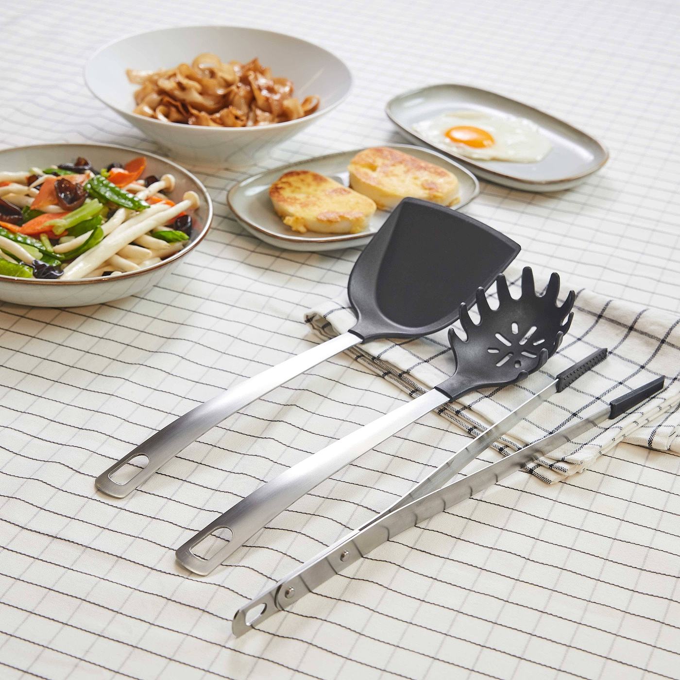 DIREKT 3-piece kitchen utensil set black/stainless steel - IKEA