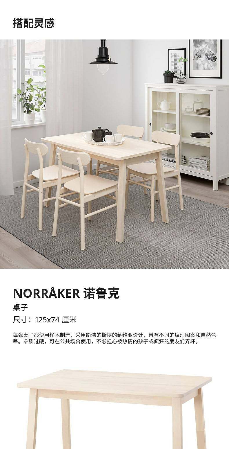 NORRÅKER 诺鲁克桌子桦木- IKEA