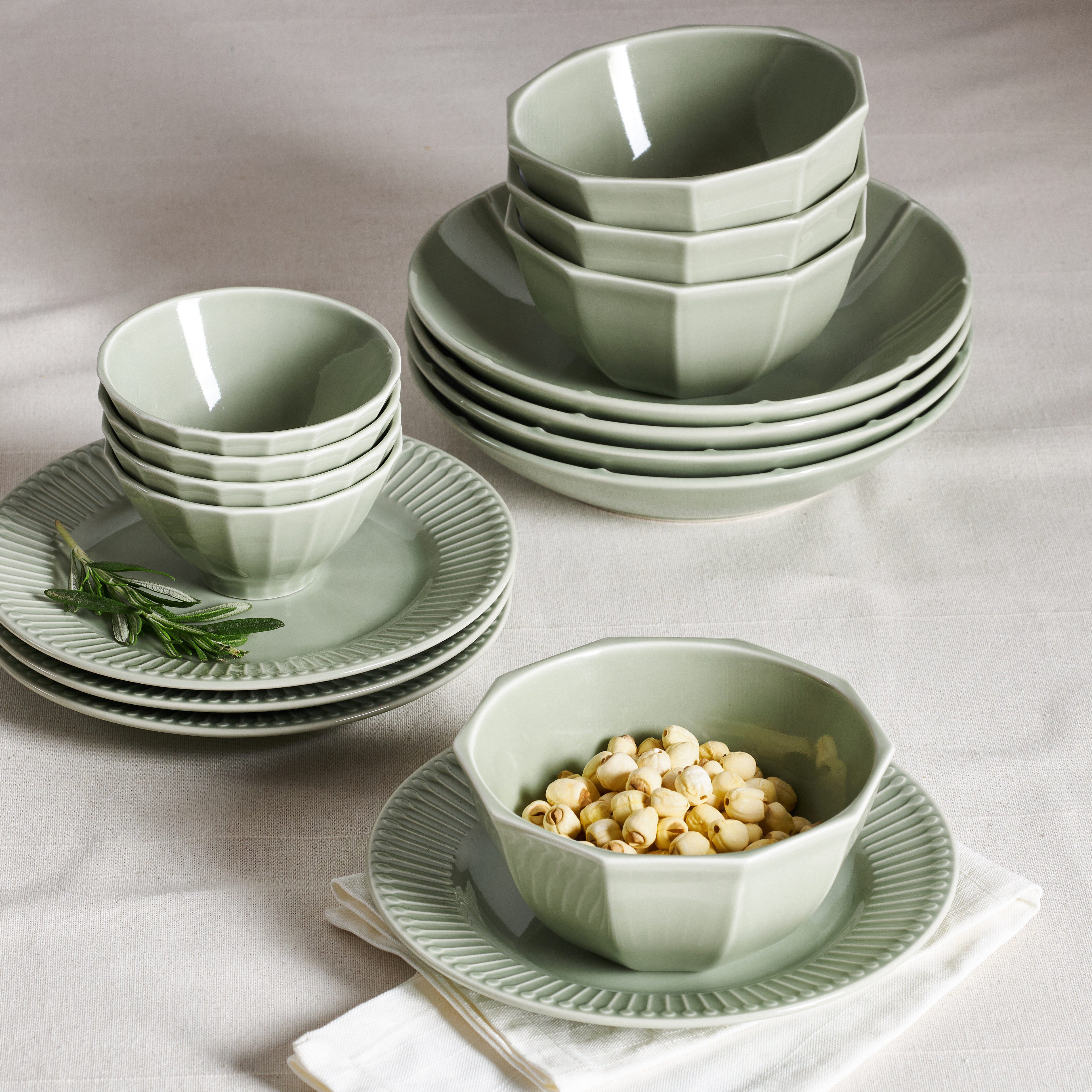 STRIMMIG deep plate stoneware pale grey-green - IKEA