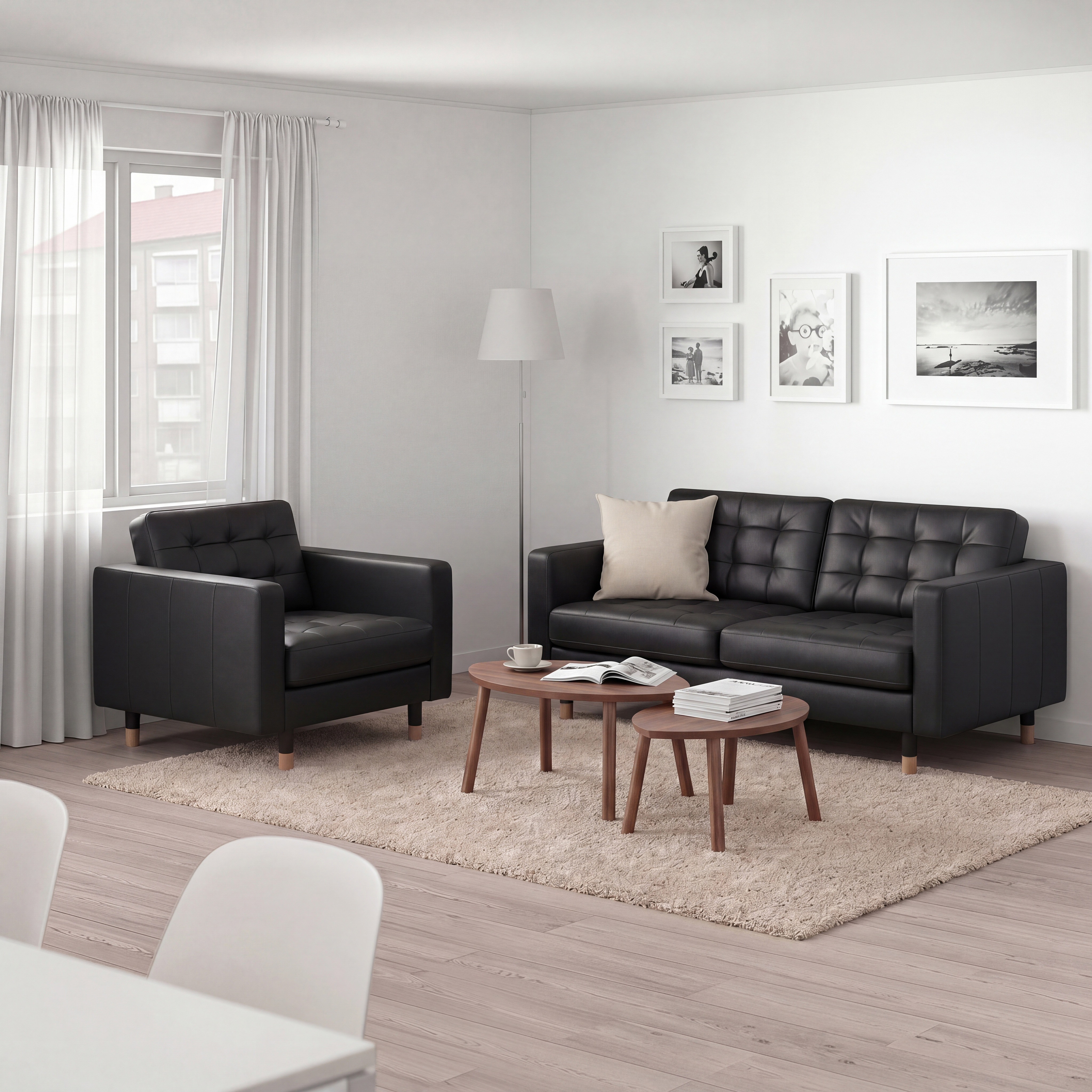 LANDSKRONA two-seat sofa Grann/Bomstad black/wood - IKEA