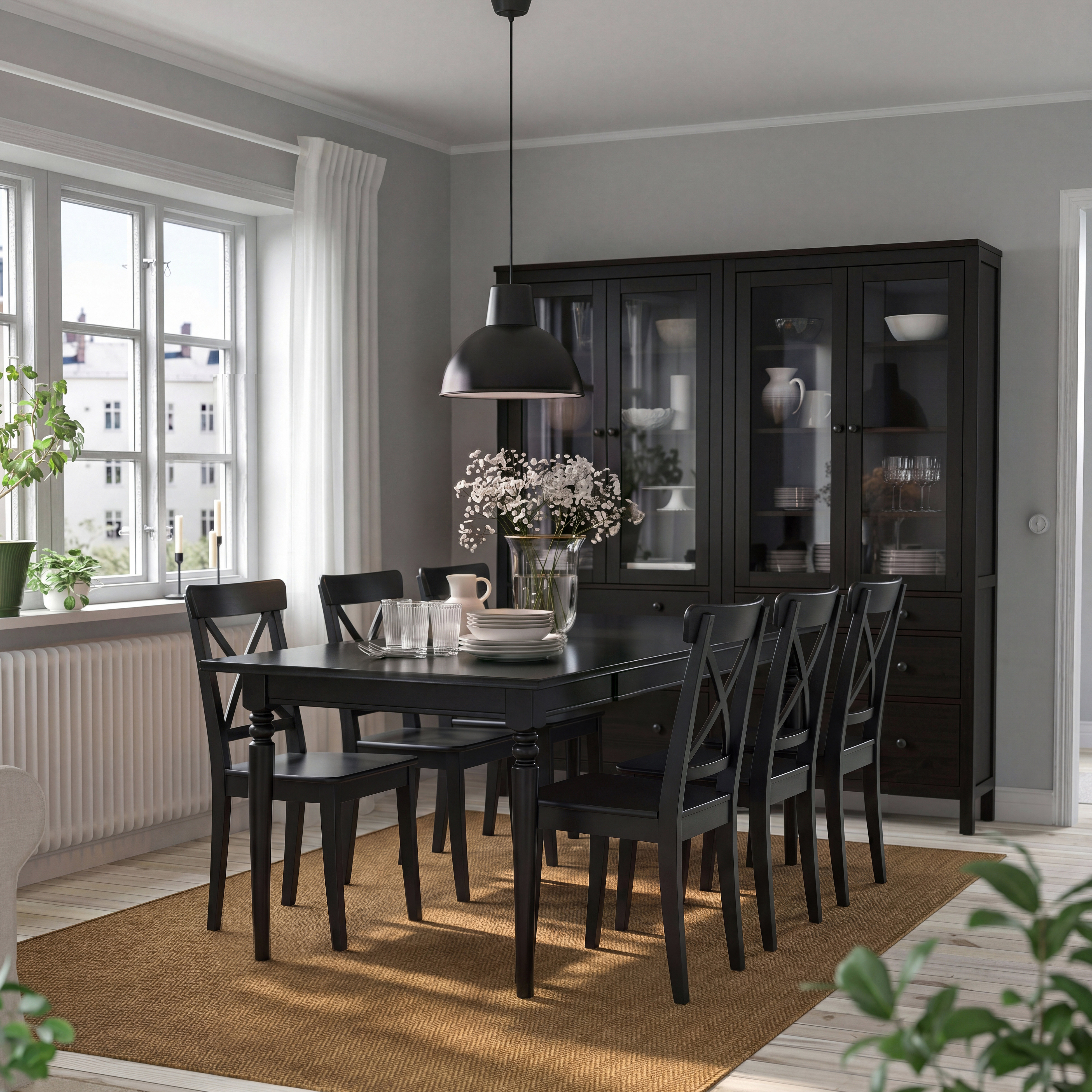 ROSENTORP extendable table black - IKEA