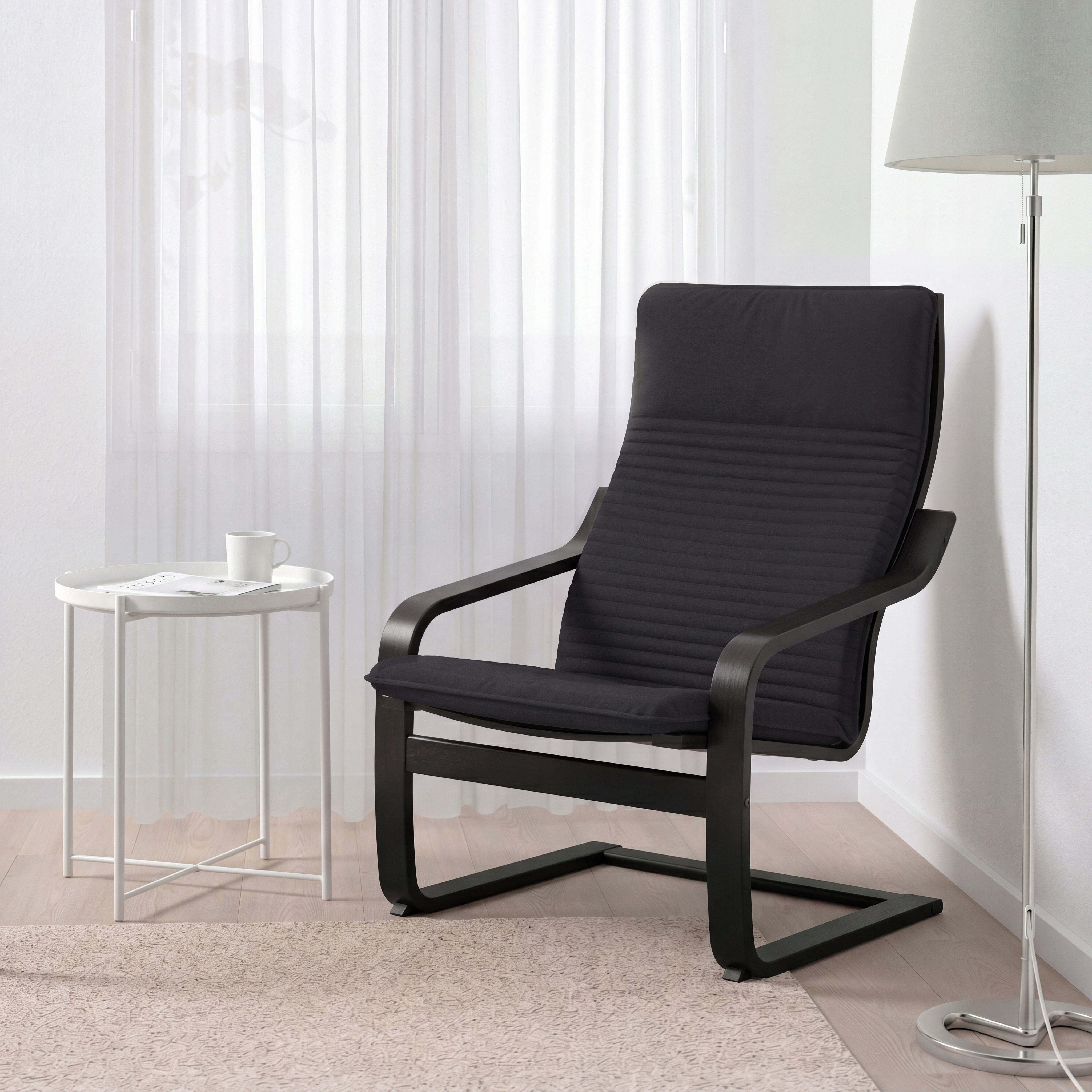 POÄNG armchair black-brown/Knisa black - IKEA